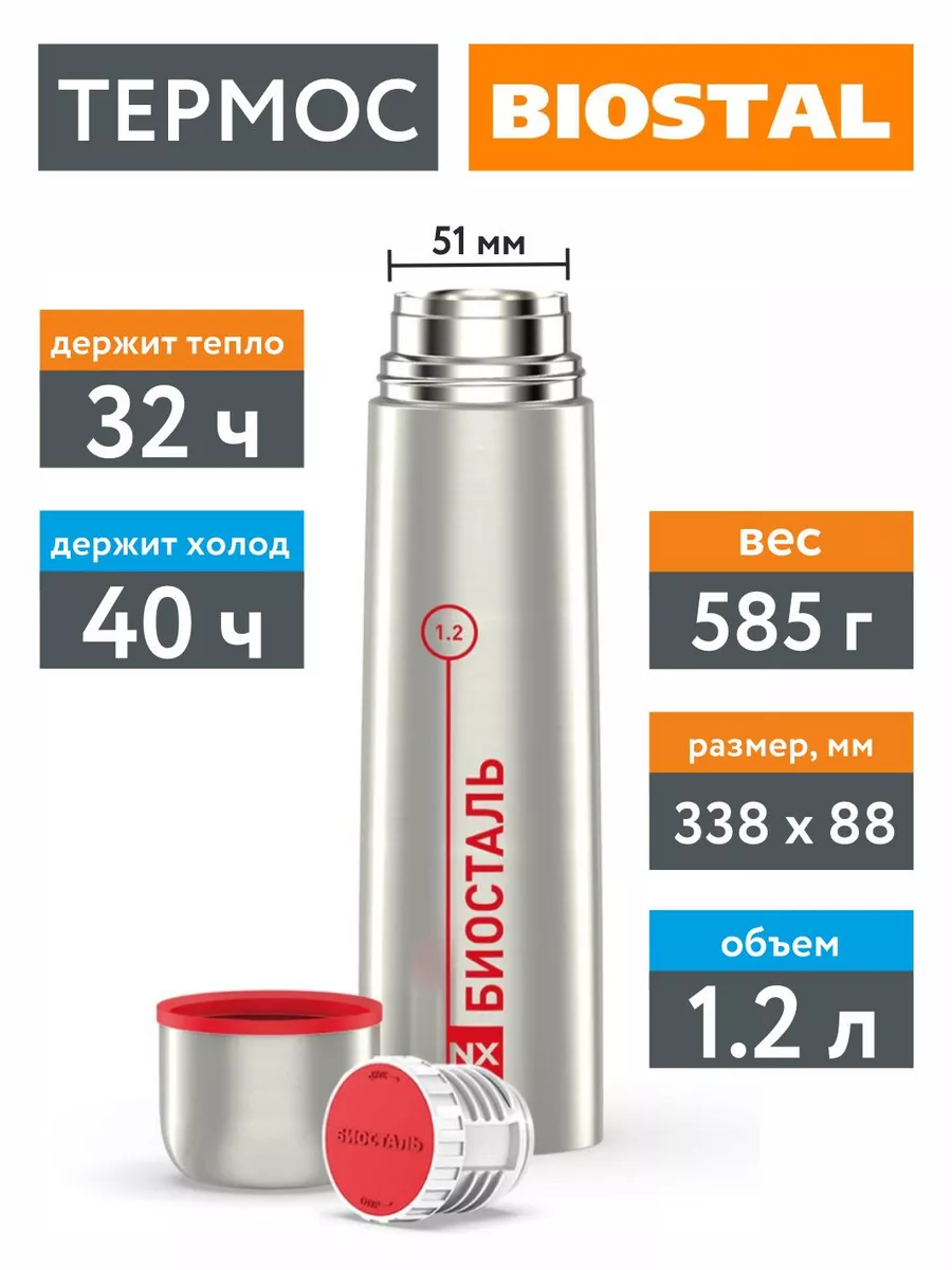 

Термос Biostal BIOSTAL_NX-1200 1.2 серебристый