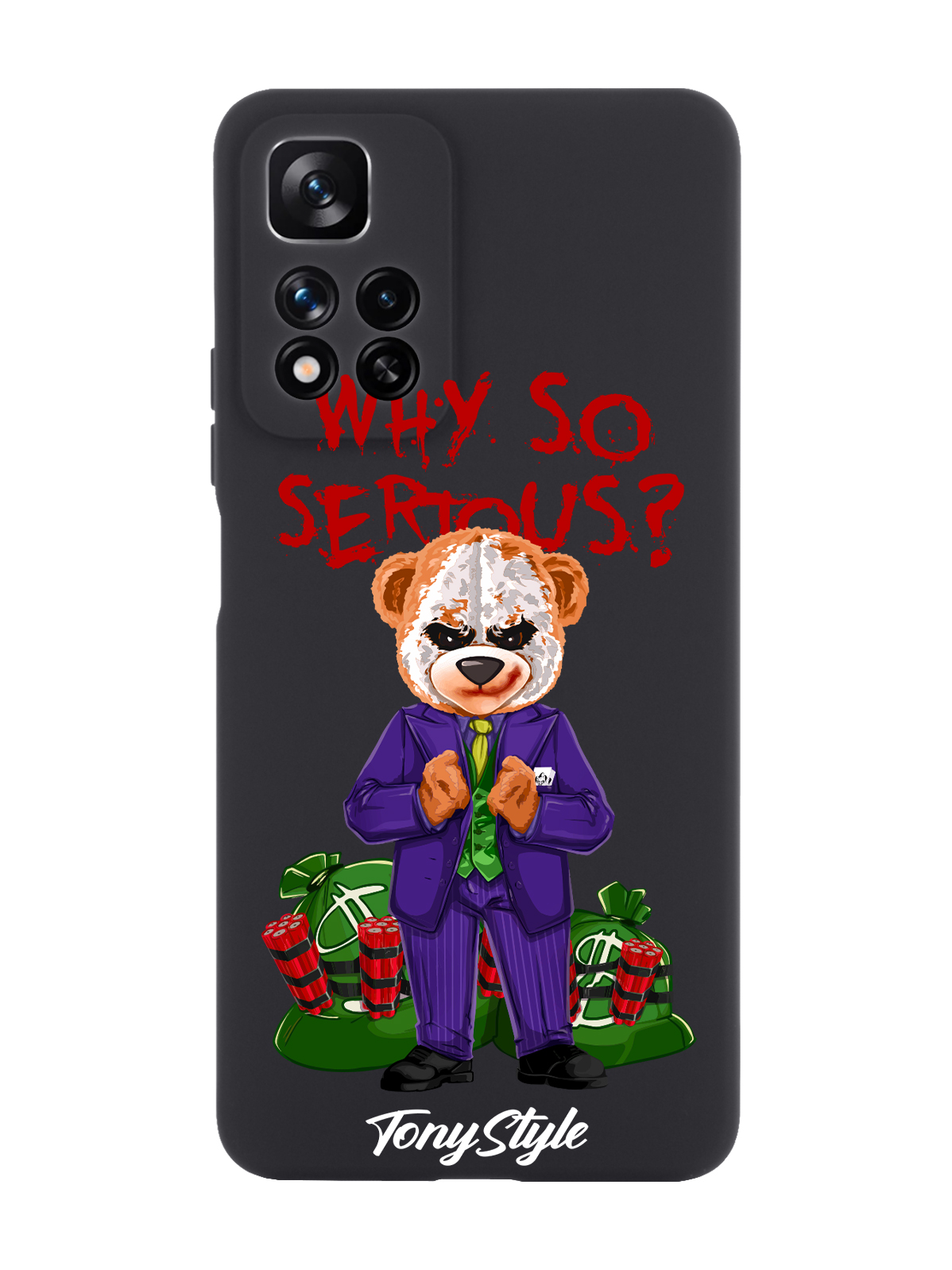 

Чехол Tony Style для Xiaomi Redmi Note 11 Pro+ Tony Style Why so serious черный, Разноцветный