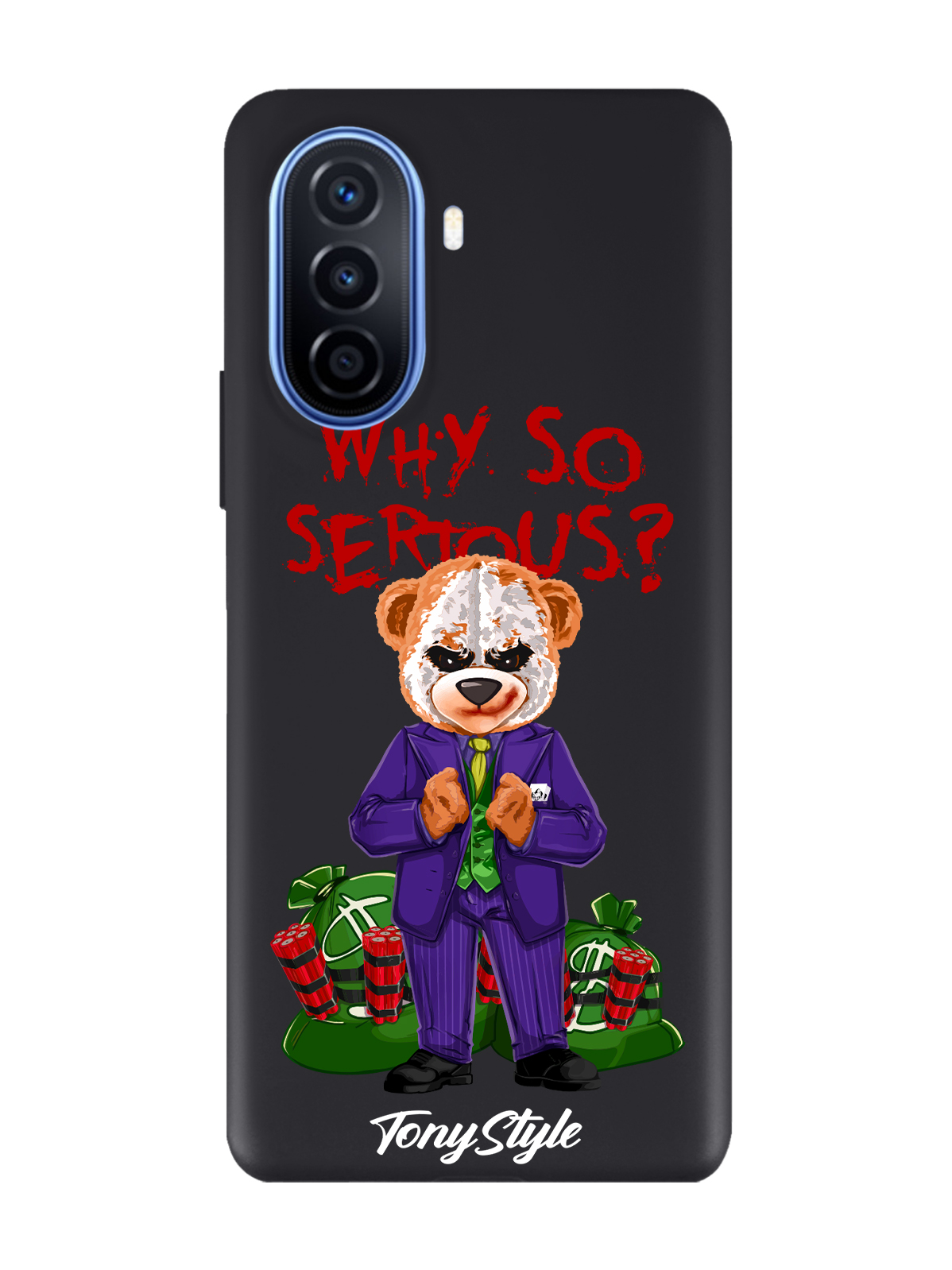 

Чехол Tony Style для Huawei Nova Y70/Y70 Plus Tony Style Why so serious черный, Разноцветный