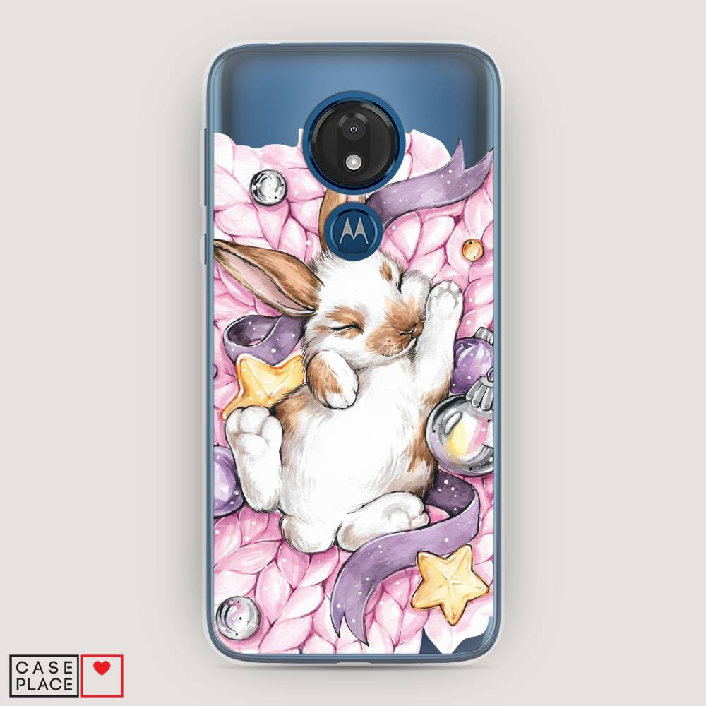 

Чехол для Motorola Moto G7 "Кролик спит", Розовый;белый, 241150-5