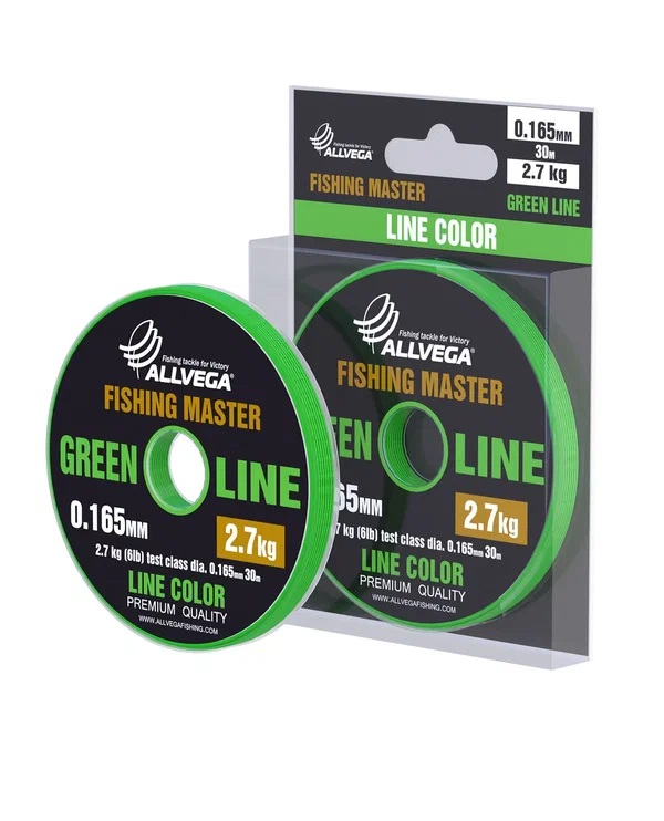 Allvega Fishing Master Green Monofilament Line, 30 Meters, 0.165 mm, 2.7 kg Strength