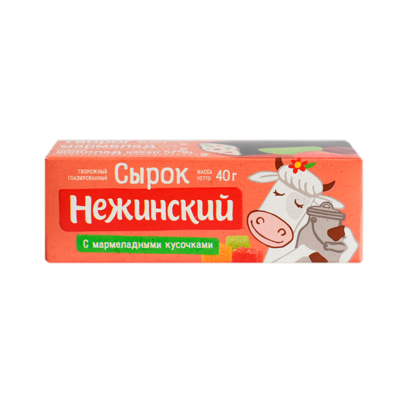 

Сырок творожный Нежинский с мармеладными кусочками глазированный в шоколаде 18% БЗМЖ 40 г