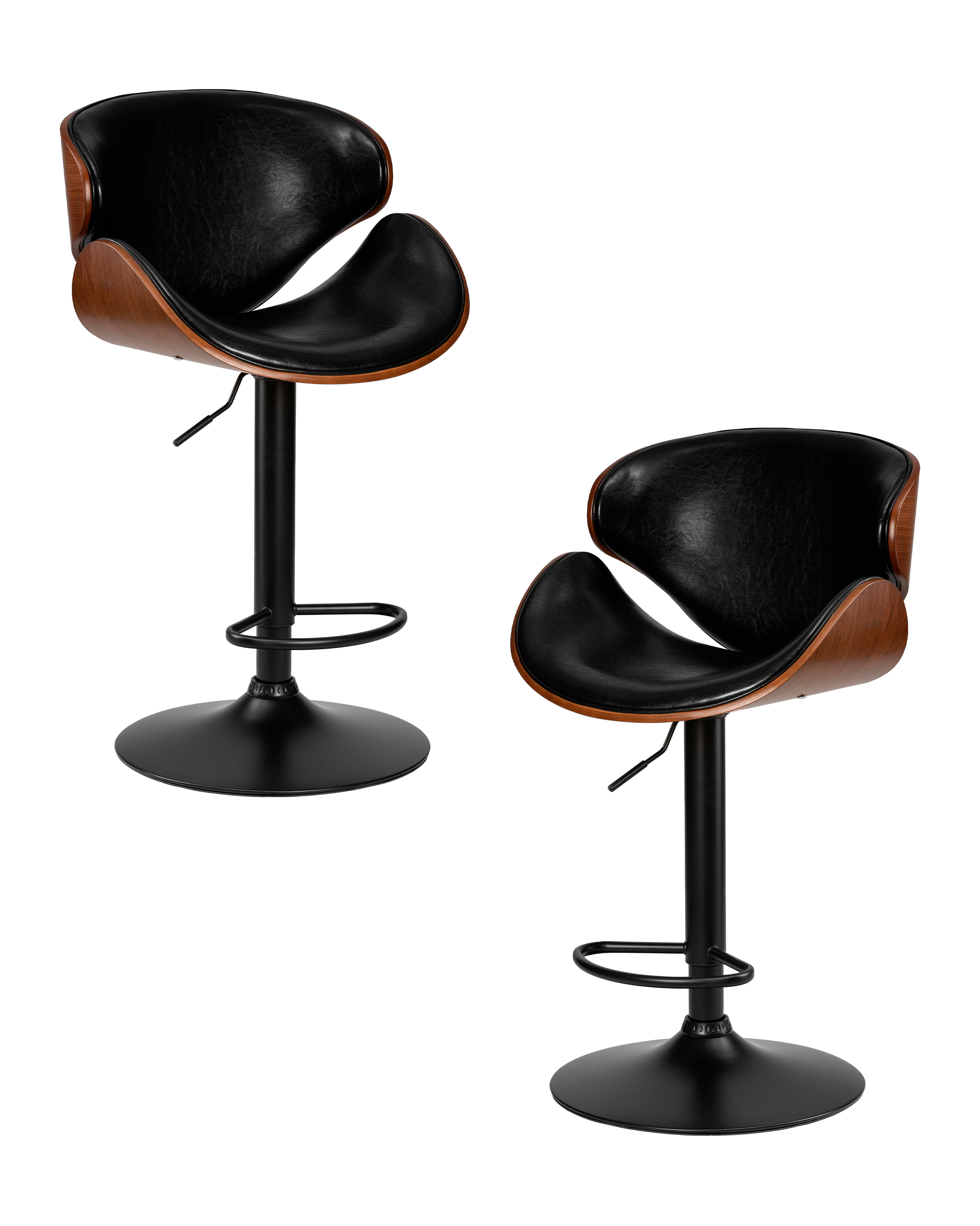 

Барный стул DOBRIN KARTER BLACK 2 шт коричневый орех дерево;черный PU, KARTER BLACK