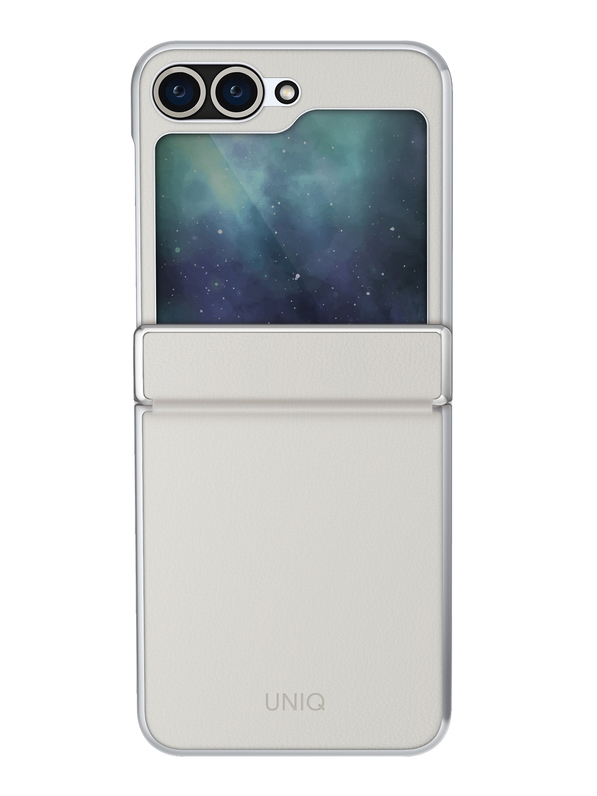 

Чехол Uniq для Galaxy Z Flip6 ORA из премиальной экокожи с алюминиевой окантовкой кремовый, Бежевый