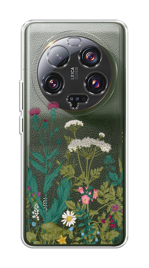 

Чехол на Xiaomi 13 ultra "Дикие полевые цветы", Зеленый;розовый;белый, 318650-2