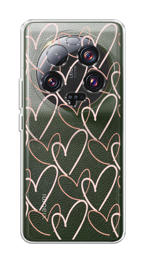 

Чехол на Xiaomi 13 ultra "Узор из сердечек", Розовый;бежевый, 318650-6