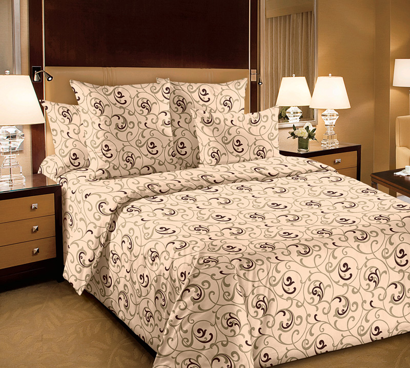 фото Постельное белье «вензель 2 беж. арт. 4200пн» евростандарт перкаль (хлопок) текс-дизайн