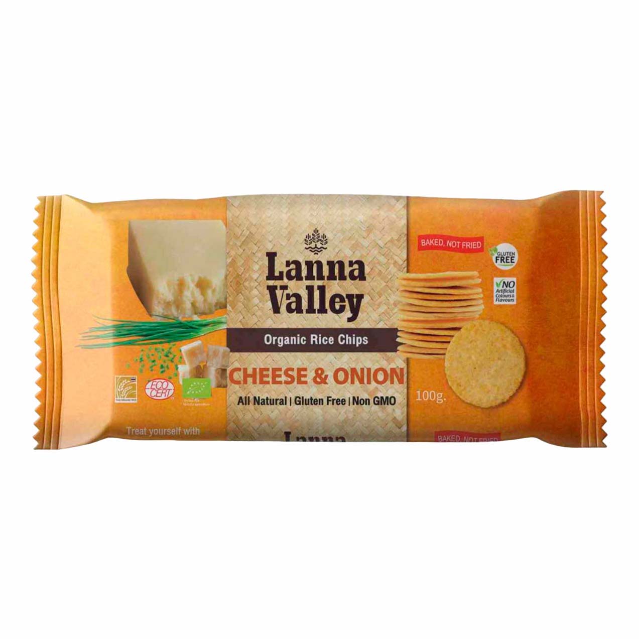 

Чипсы рисовые Lanna Valley Organic Сыр и зеленый лук 100 г