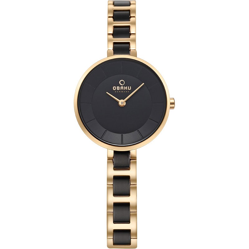 фото Наручные часы женские obaku v183lxgbsb золотистые/черные