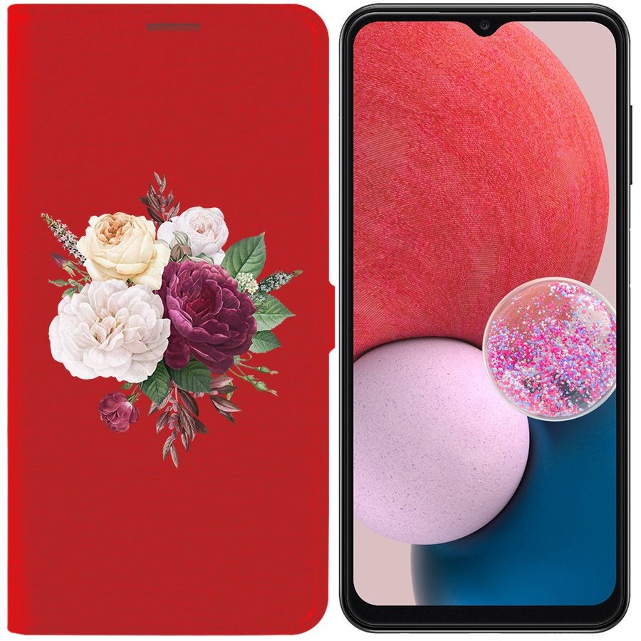 

Чехол-книжка Eco Book для Samsung Galaxy A13 (A135) Цветочная композиция, Красный