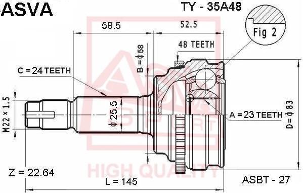 

Шрус ASVA TY35A48