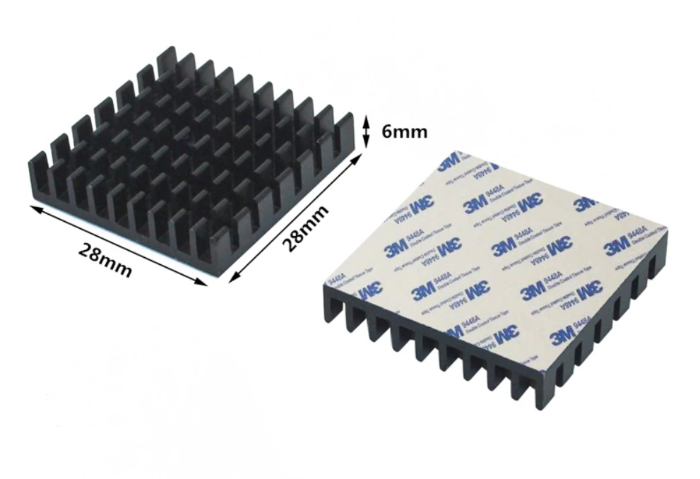 фото Аллюминиевый радиатор oem 28х28х6 мм с термоскотчем