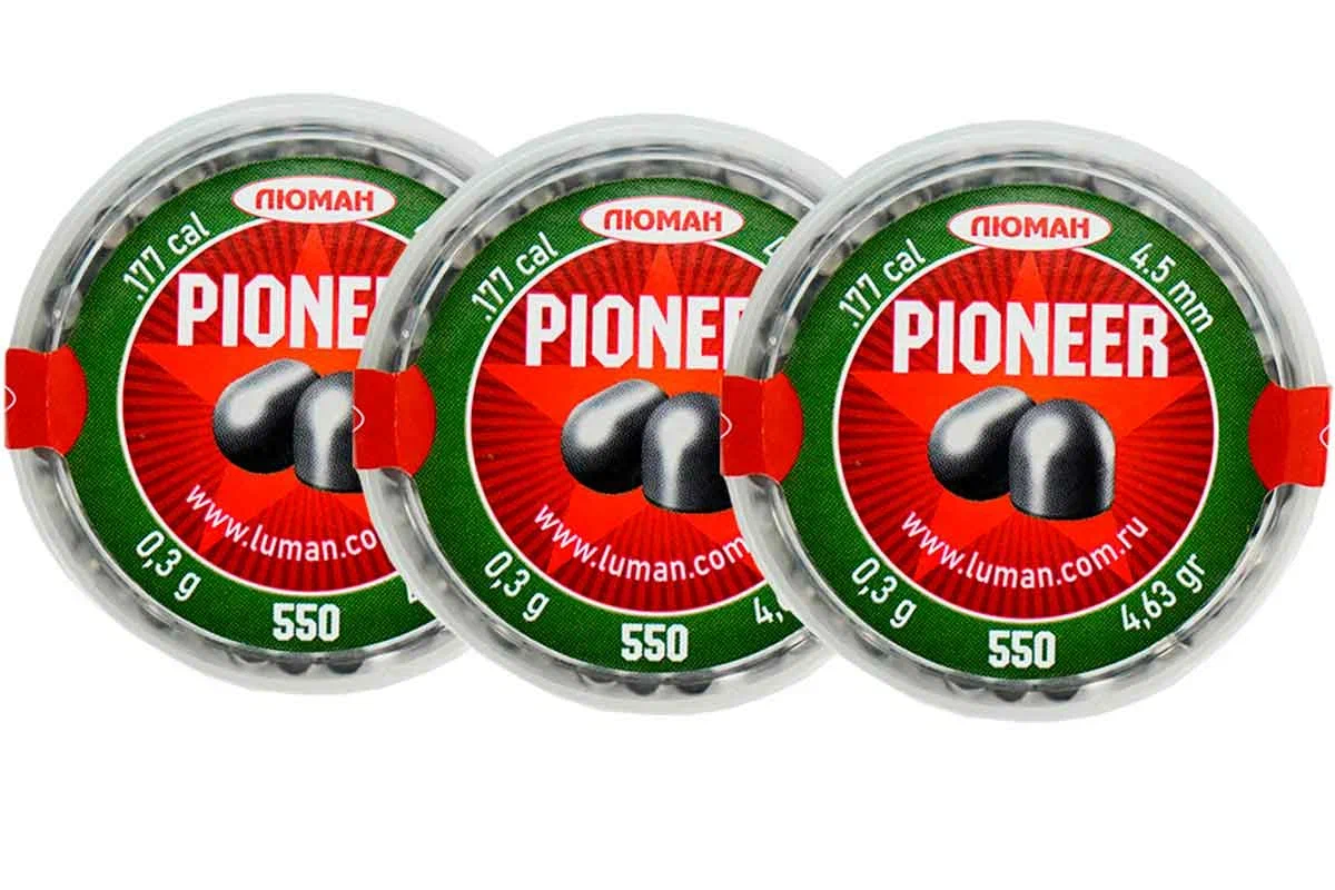 Пули пневматические Люман Pioneer 45 мм 03 г 3 банки по 550 шт 1140₽