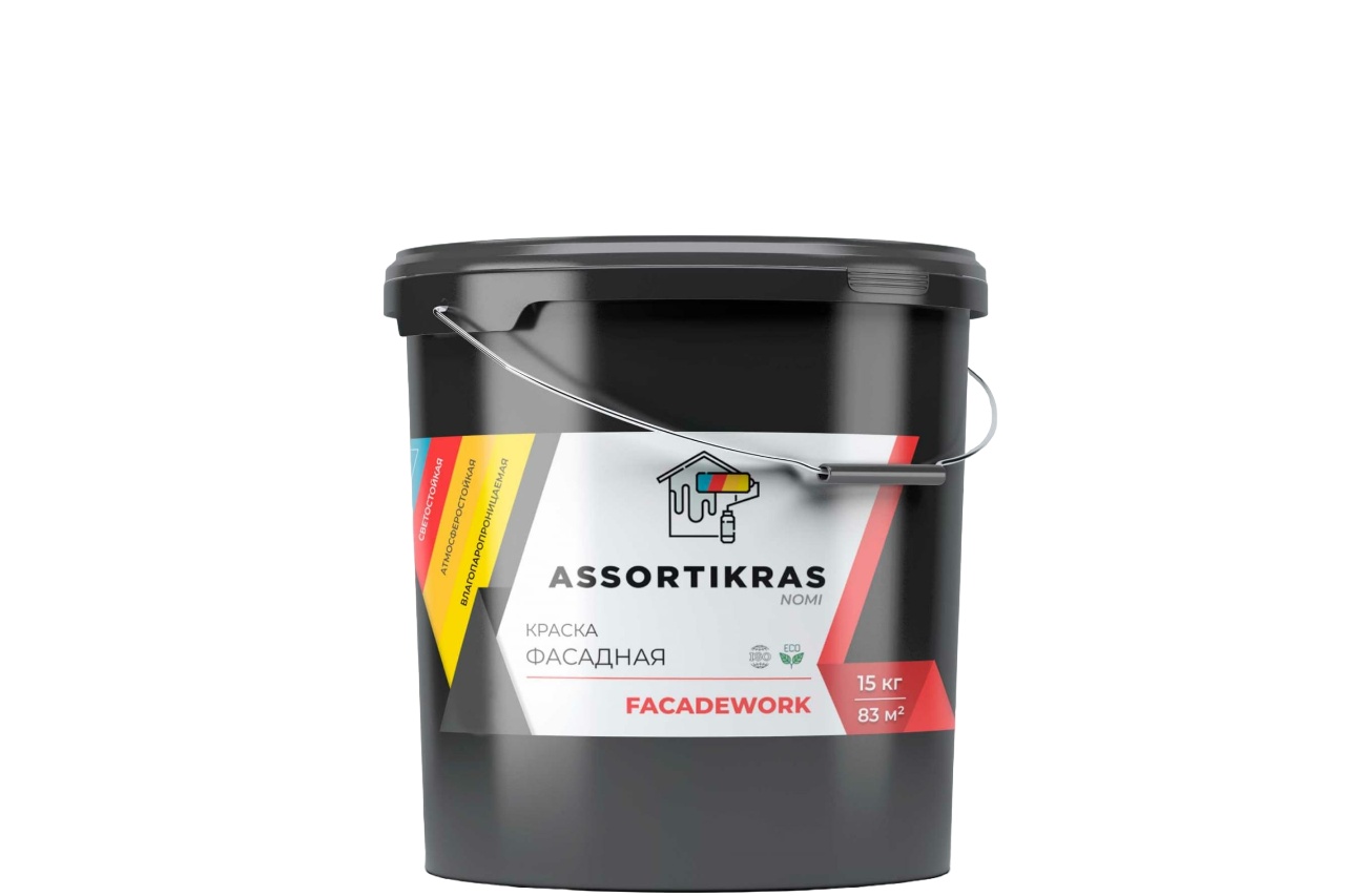 

ASSORTIKRAS Краска Nomi для наружных работ ФАСАДНАЯ 15кг ASCN-F-15