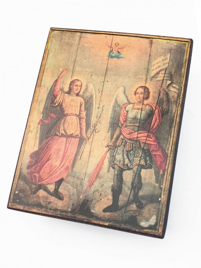 

Икона Архангелы Михаил и Гавриил, под старину, 15х19 см
