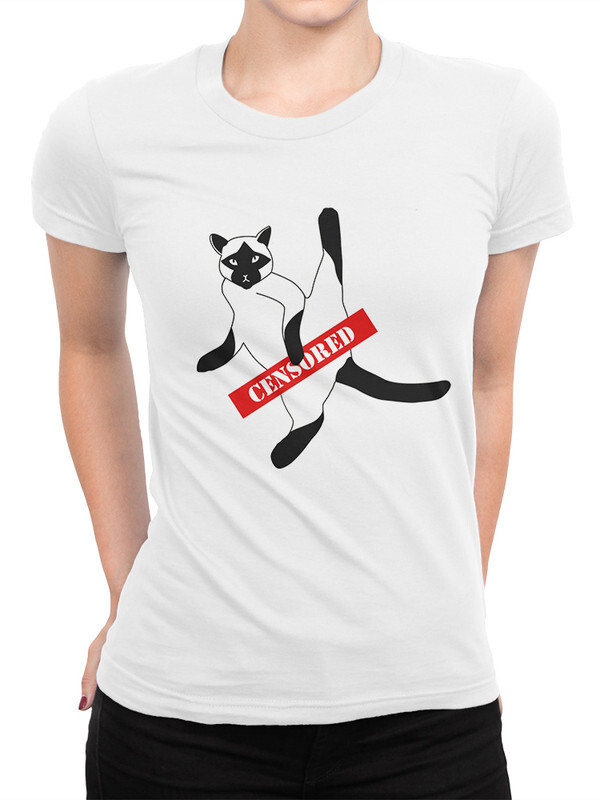 Футболка женская DreamShirts Studio Цензурный Кот 508-sexycat-1 белая XL