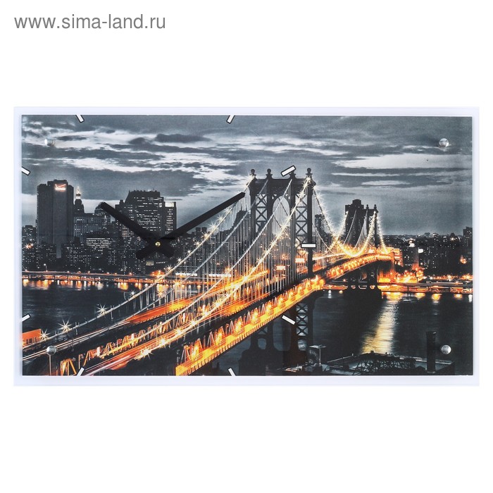 фото Часы настенные прямоугольные манхэттенский мост, 35 х 60 см сюжет