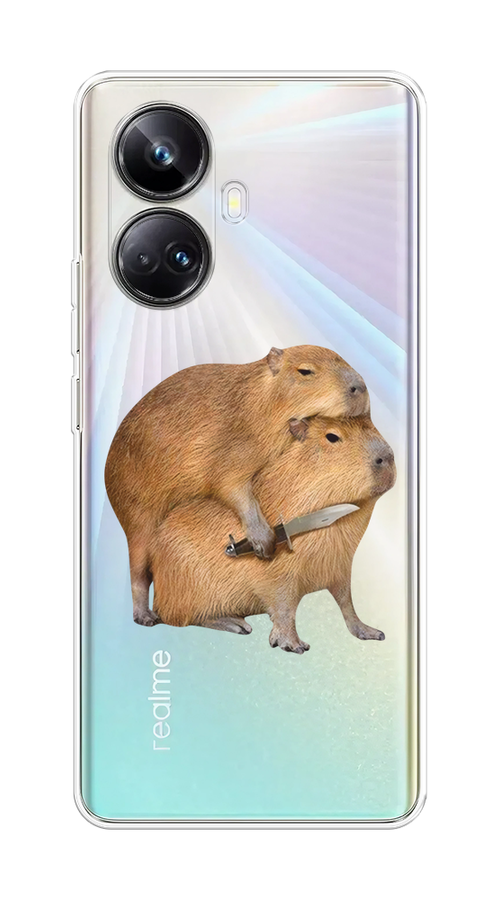 

Чехол на Realme 10 Pro+ "Капибара с ножом", Бежевый, 2512350-1