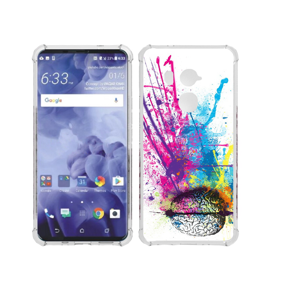 

Чехол MyPads Tocco для HTC U11 Plus яркий красочный мозг, Прозрачный, Tocco
