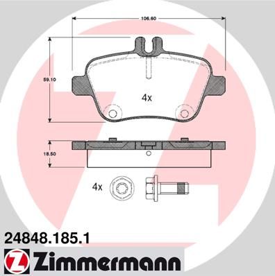 

Тормозные колодки ZIMMERMANN дисковые 248481851