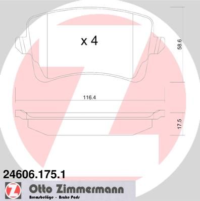 

Колодки дисковые задние Audi A5 all 07> 24606.175.1