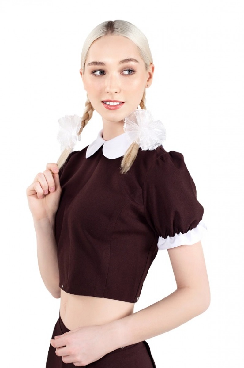 Топ Pecado Русская Школьницас открытой спинкой, L коричневый