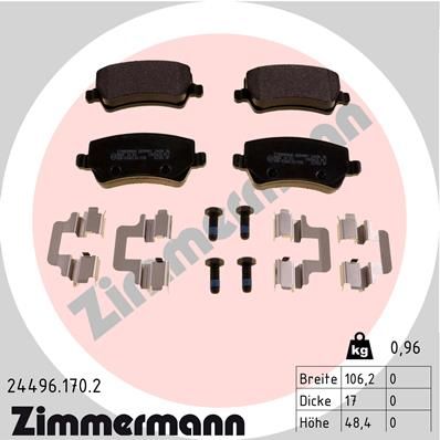 

Тормозные колодки ZIMMERMANN дисковые 244961702