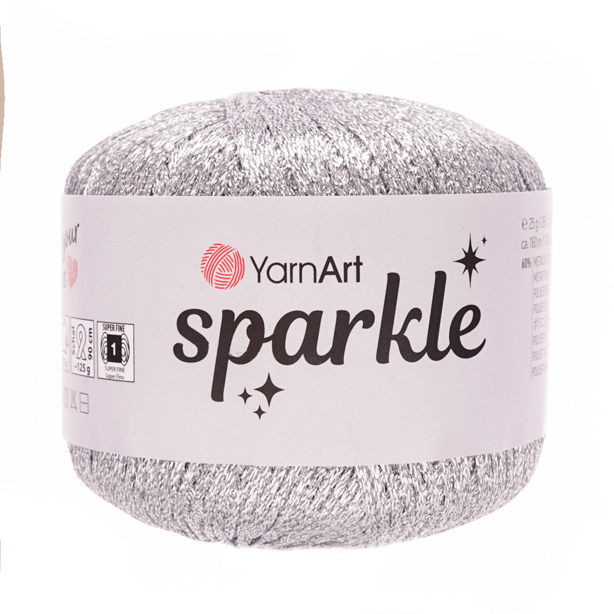 

Пряжа YarnArt Sparkle 25 гр 160 м (60% метализированный полиэстер, 40% полиамид) (1300), Серебристый