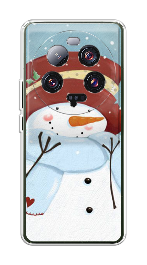 

Чехол на Xiaomi 13 ultra "Застенчивый снеговик", Голубой;белый;красный, 318650-5