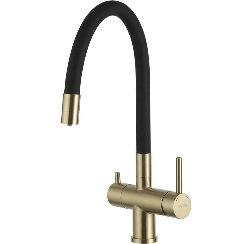 

Смеситель для кухни Gappo G98-33 G4PZ39OF8-SJ33RK с фильтром питьевой воды, золотой сатин, Золотистый, G98-33 G4398-33