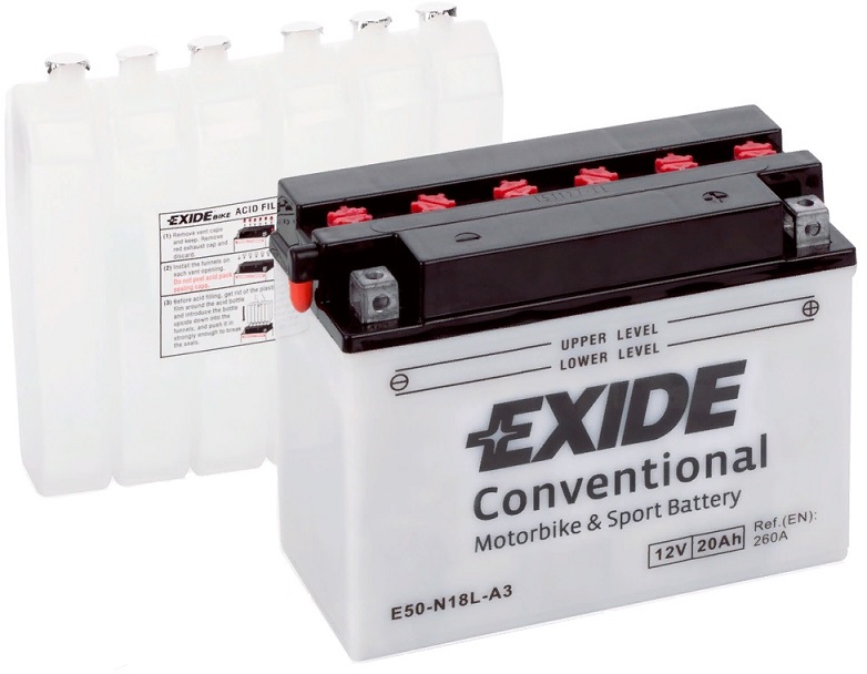 Аккумулятор дмотоскутера Exide Conventional 20 Ач 260 А обр полс эл E50-N18L-A3 5385₽