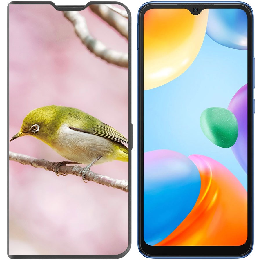 

Чехол-книжка Eco Book для Xiaomi Redmi 10C Японская белоглазка, Черный
