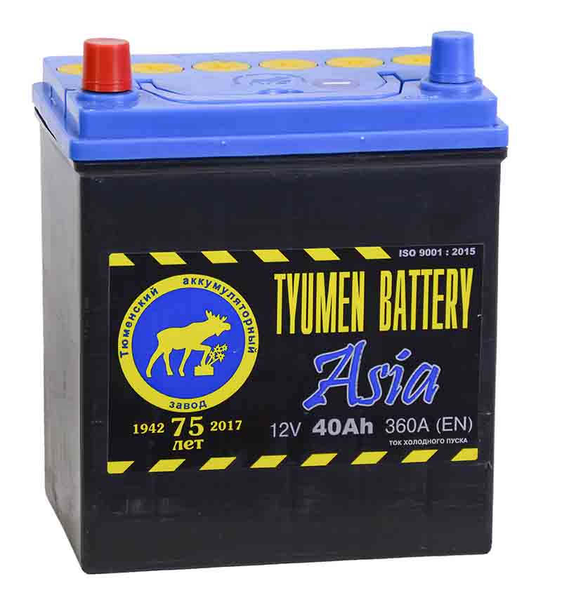 Аккумулятор TYUMEN BATTERY ASIA 40 А/ч 370 А пр.пол. Азия авто (187x128x223) без борт