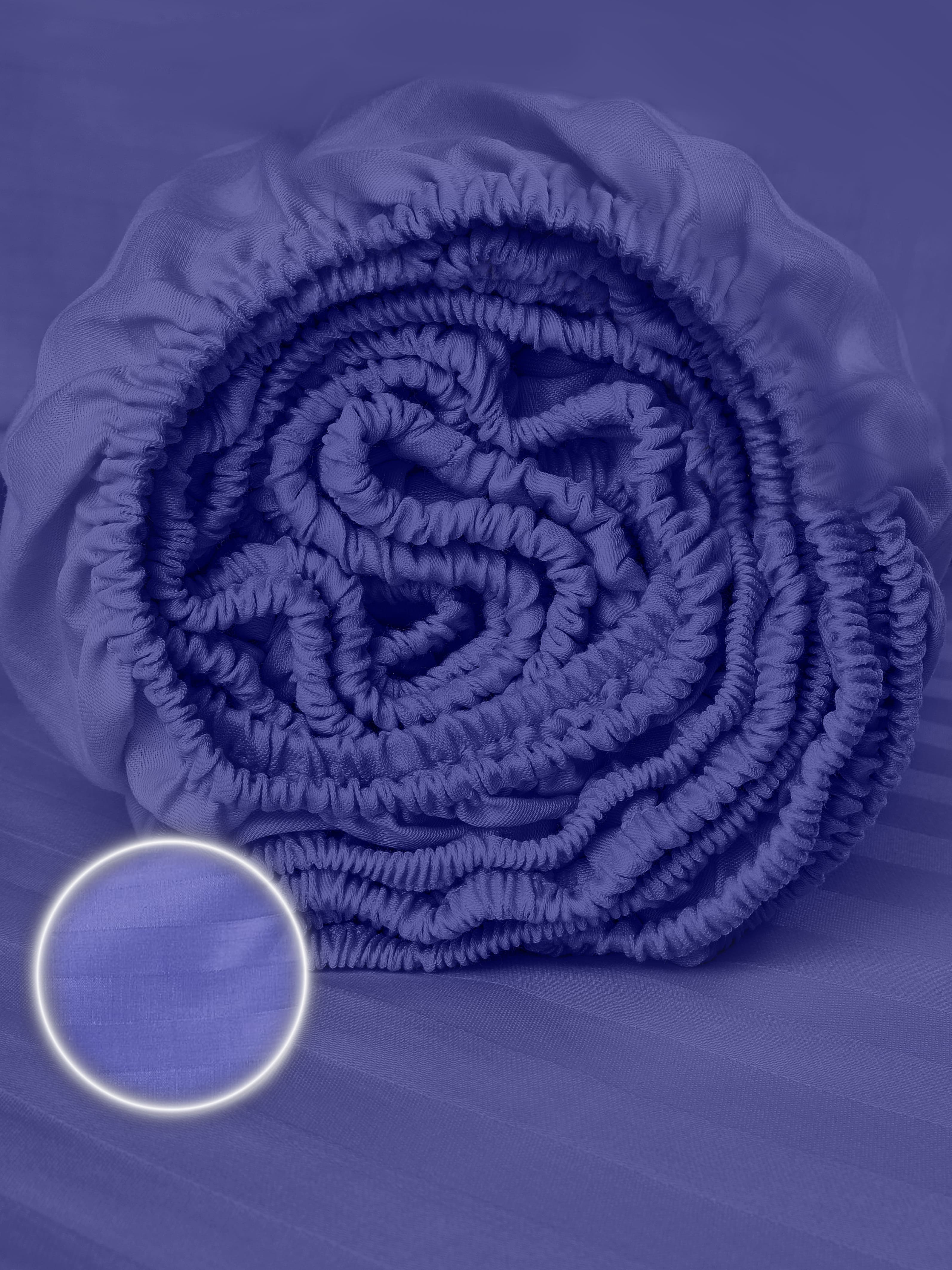 фото Простыня на резинке, натяжная, плотный сатин, ventura life 160х200х25, темно-фиолетовый