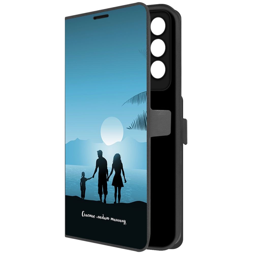 Чехол-книжка Krutoff Eco Book для Vivo V27e Счастье любит тишину (черный)