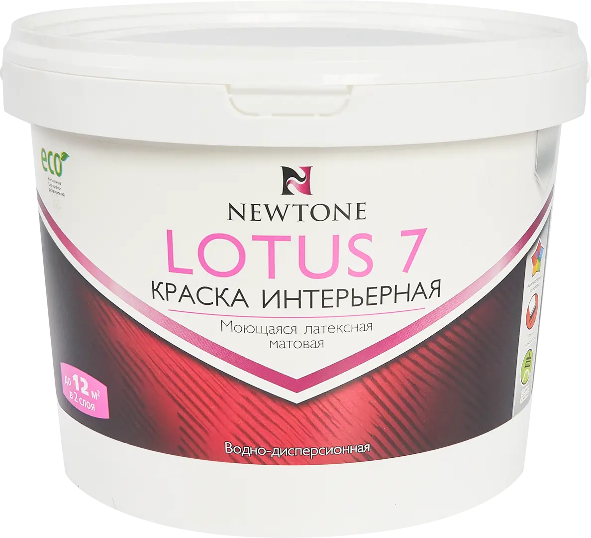 

Краска водно-дисперсионная интерьерная Newtone Lotus 7 моющаяся латексная матовая база С, Белый