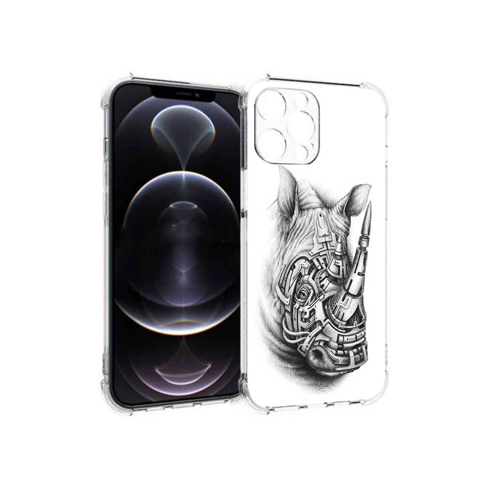 

Чехол MyPads Tocco для Apple iPhone 12 Pro Max стальной носорог (PT157374.616.620), Прозрачный, Tocco