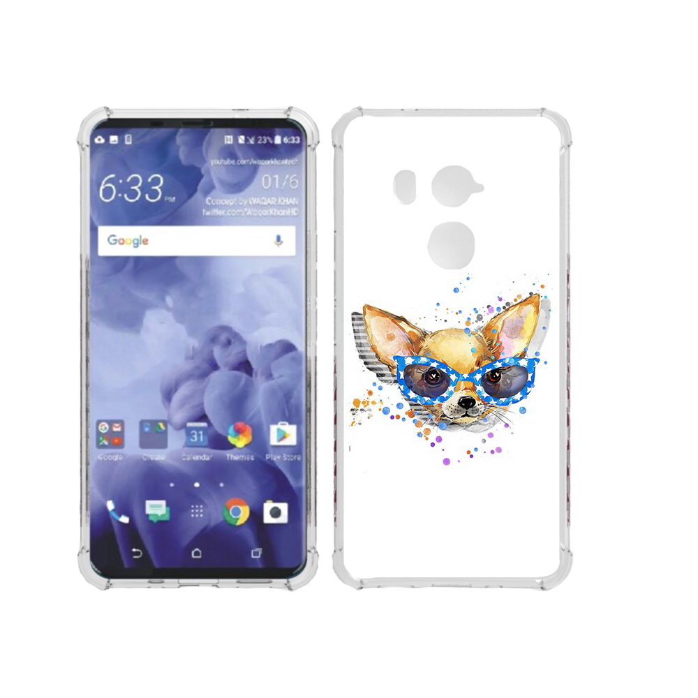 

Чехол MyPads Tocco для HTC U11 Plus чихуа-хуа в очках, Прозрачный, Tocco