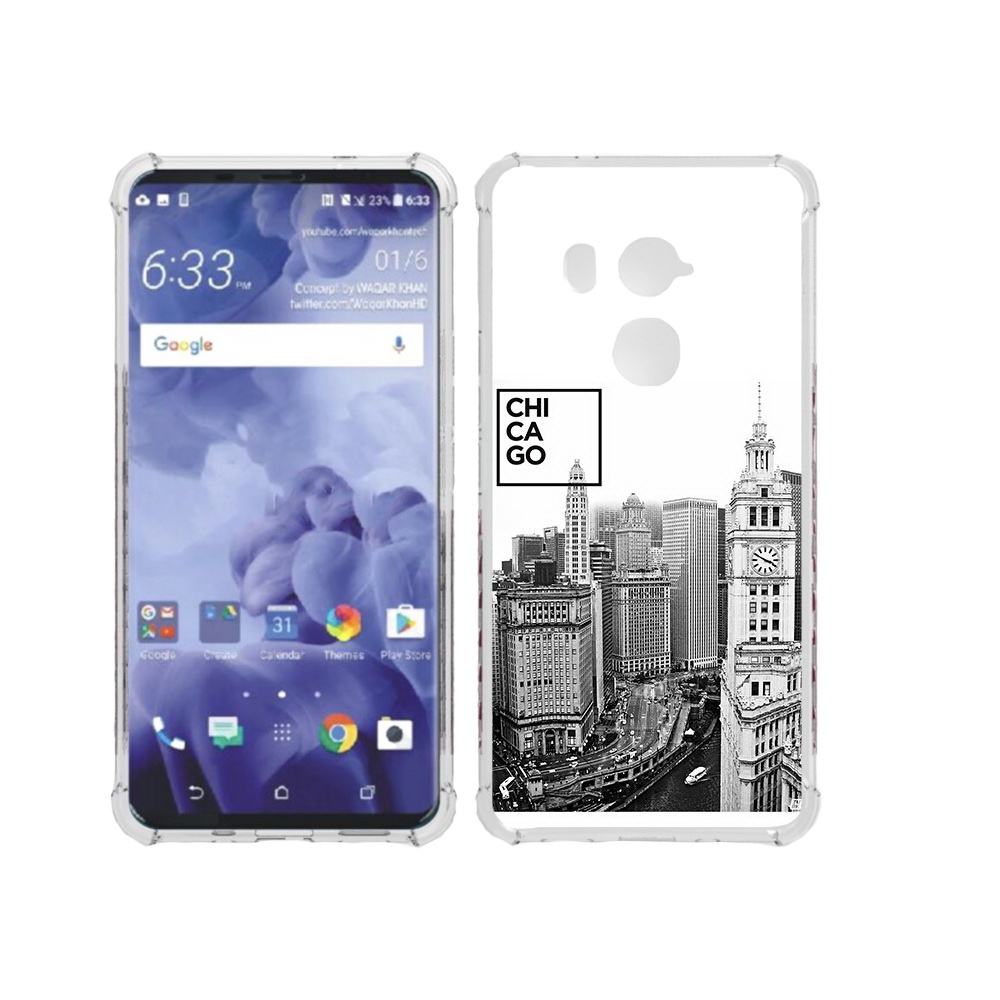 

Чехол MyPads Tocco для HTC U11 Plus черно белый чикаго, Прозрачный, Tocco