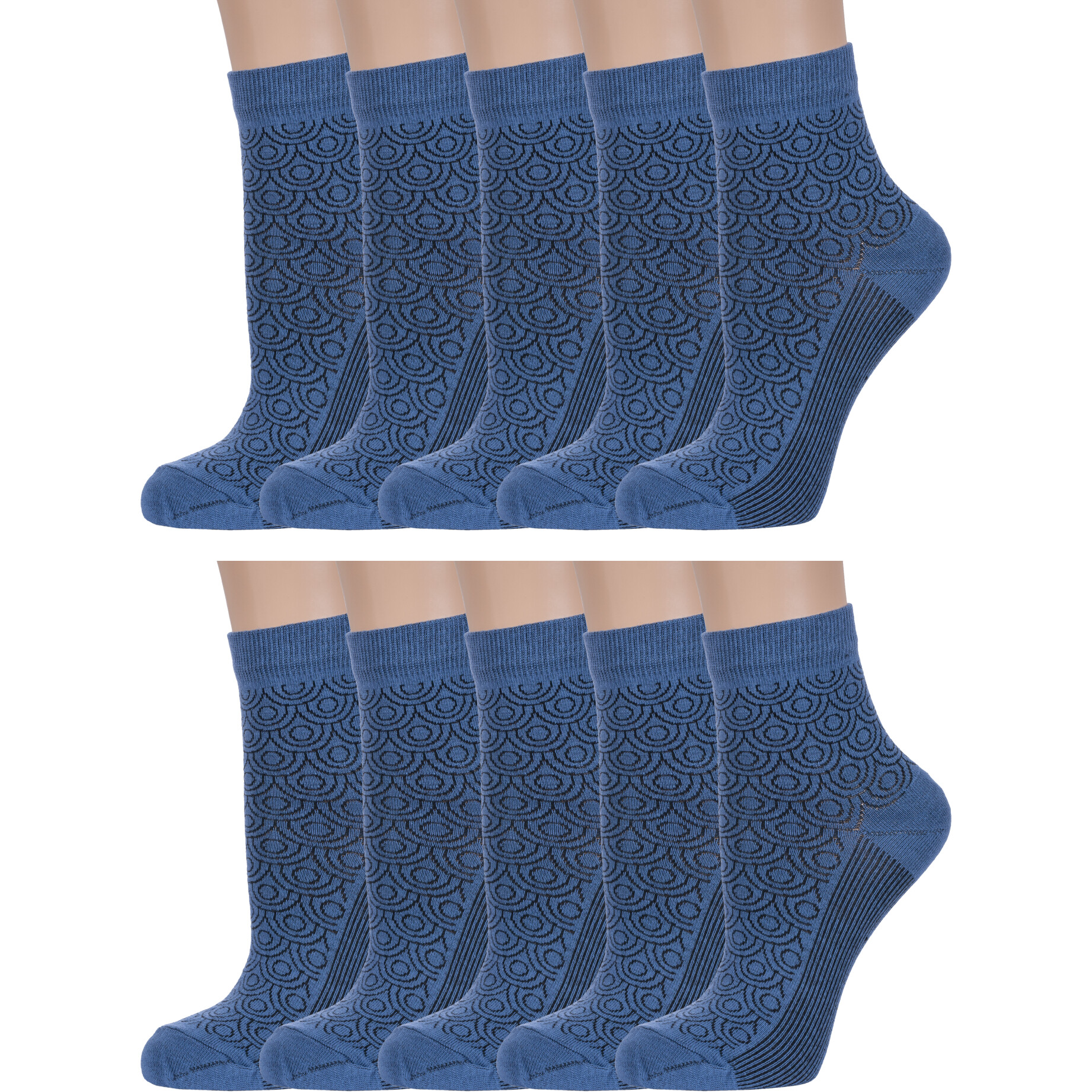 Комплект носков женских Борисоглебский трикотаж 10-6С238 синих 23-25, 10 пар