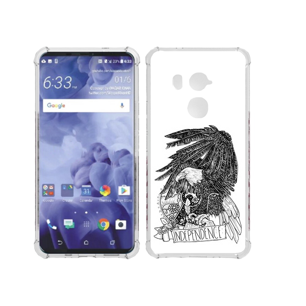 

Чехол MyPads Tocco для HTC U11 Plus черно белый сокол, Прозрачный, Tocco