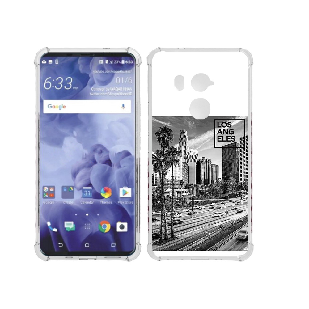 

Чехол MyPads Tocco для HTC U11 Plus черно белый лос анджелес, Прозрачный, Tocco