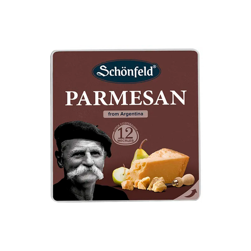 

Сыр твердый Schonfeld Parmesan 43% +-200 г