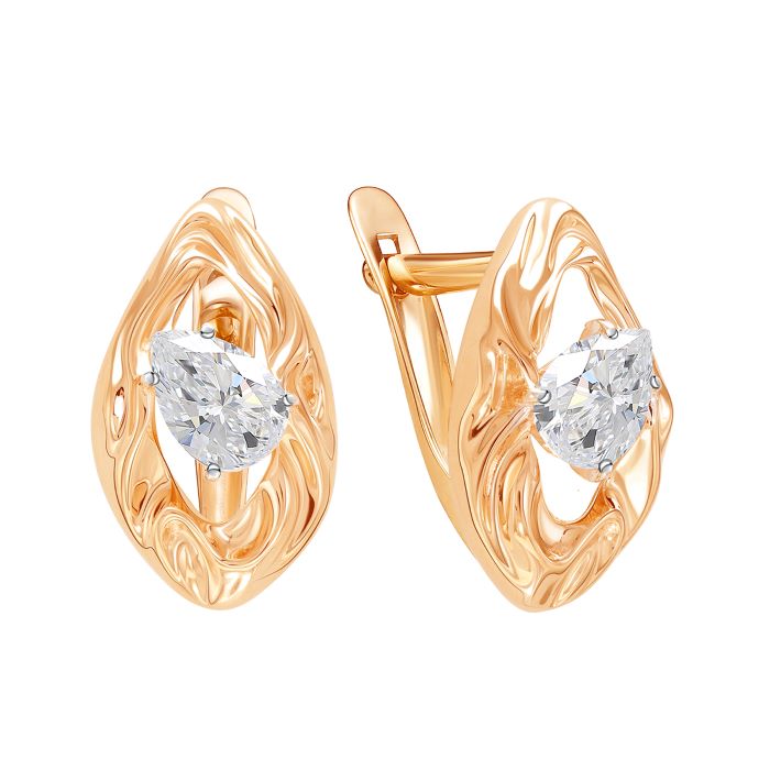 

Серьги из красного золота Золотые узоры 04-52-0085-01, фианит, 04-52-0085-01