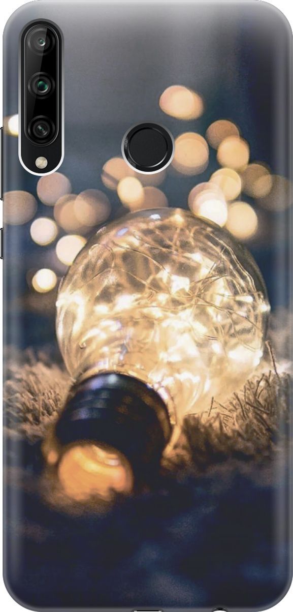 

Чехол на Honor 9C/Huawei P40 Lite E "Гирлянда в лампочке", Желтый;серый, 4492