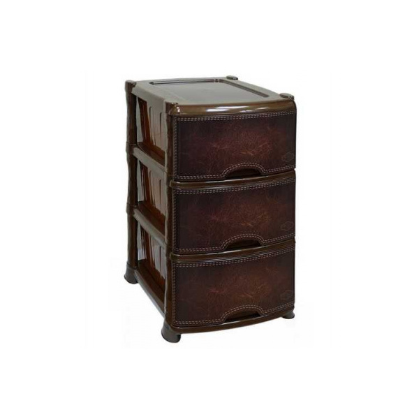 

Комод 3-х секц декор КОЖА /корич.ротанг/ 39х47х75см