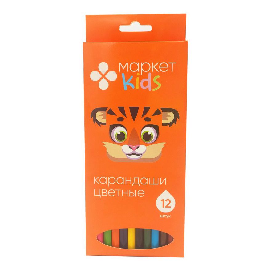 

Карандаши цветные Маркет kids пластиковые 12 шт, Разноцветные