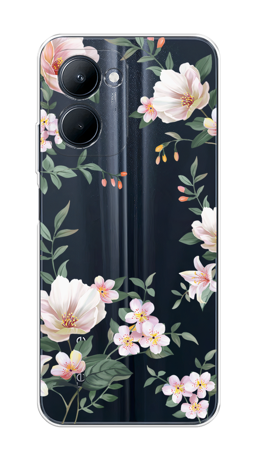 

Чехол на Realme C33 "Beautiful white flowers", Бежевый;зеленый, 2511350-1