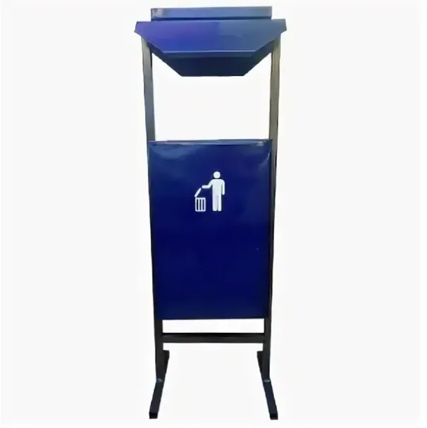 Урна для мусора уличная металлическая Артпласт с пепельницей и крышей25 литров синяя
