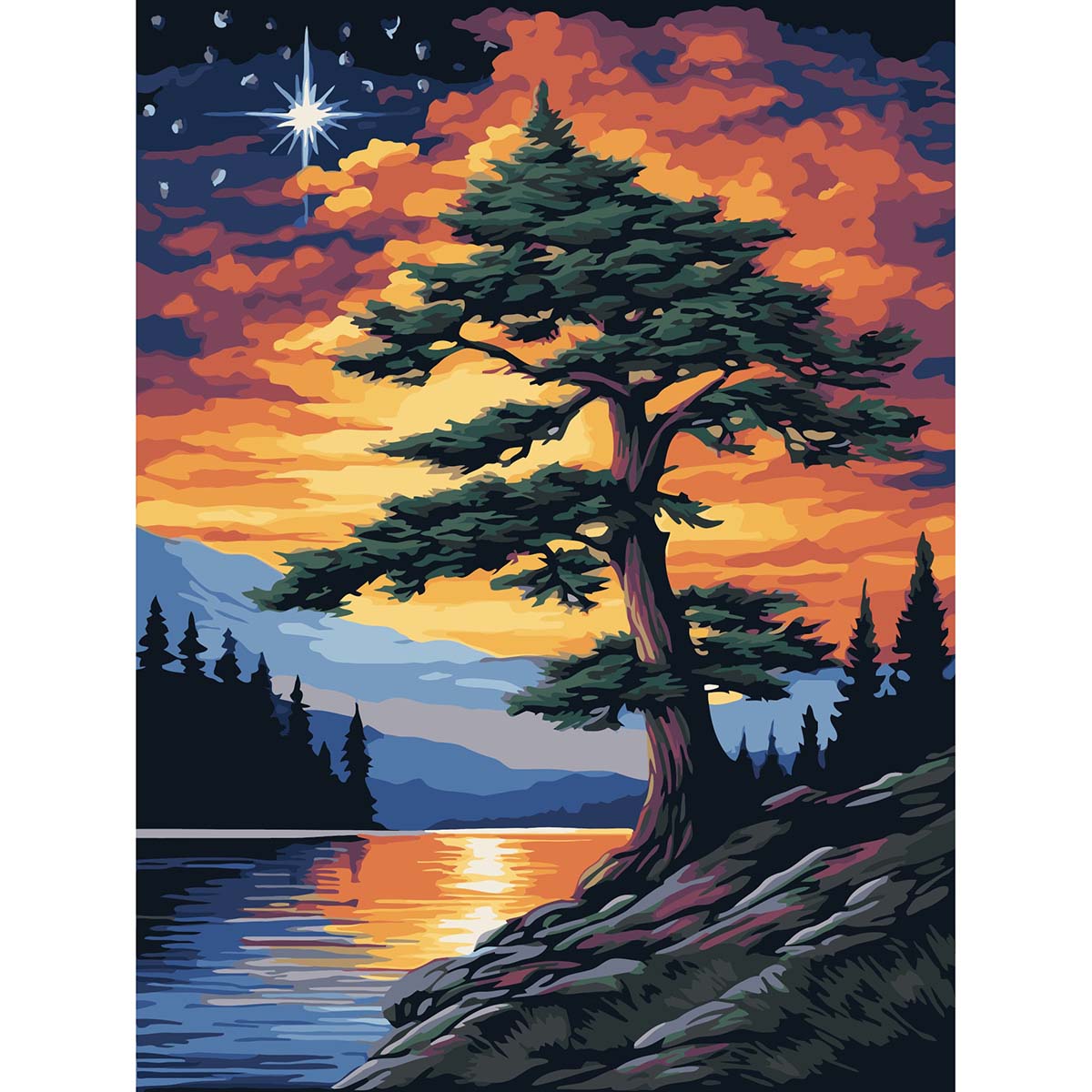 

ST033 - Набор для рисования по номерам Сумерки в горах, 30*40см, Cristyle